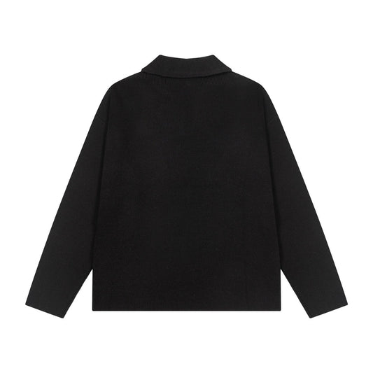 AMI PARIS Cotton and wool blend polo neck sweater