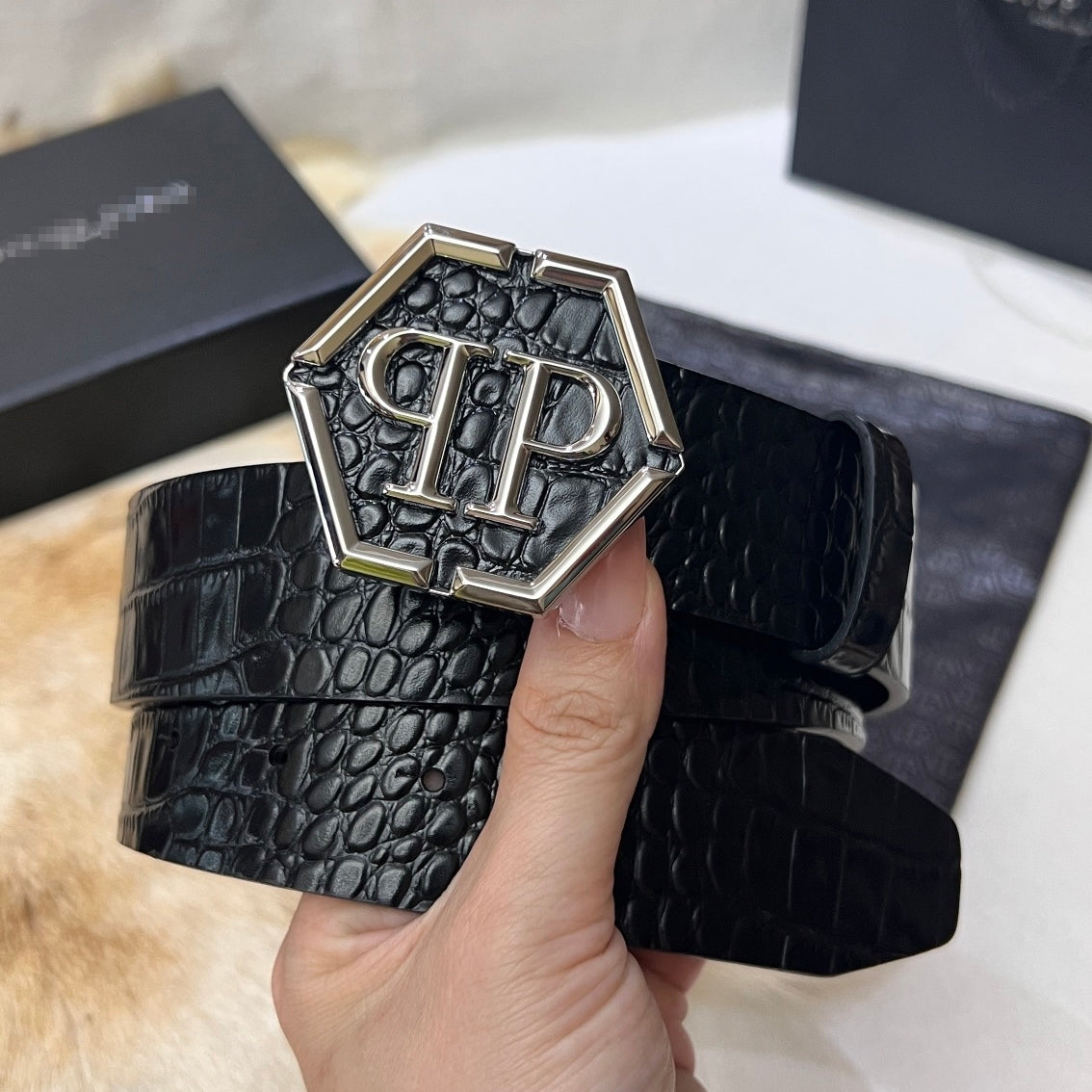 PP Leather Logo Belt#15