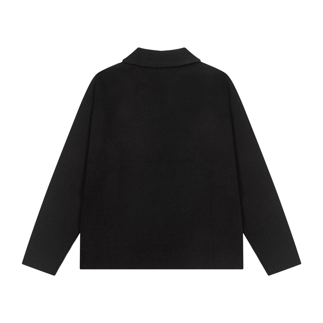 AMI PARIS Cotton and wool blend polo neck sweater