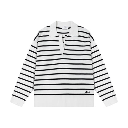 AMI PARIS Cotton and wool striped sweater