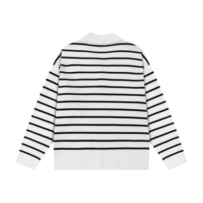 AMI PARIS Cotton and wool striped sweater