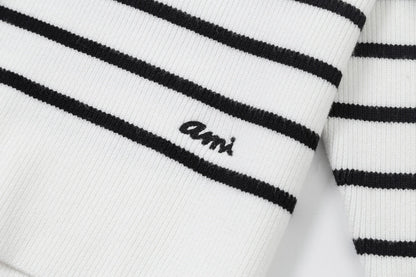 AMI PARIS Cotton and wool striped sweater