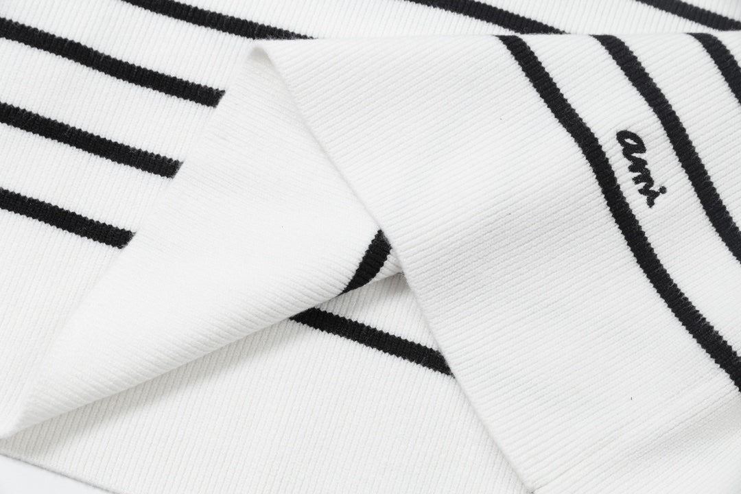 AMI PARIS Cotton and wool striped sweater
