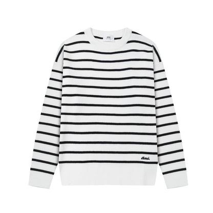 AMI PARIS Cotton and wool striped sweater