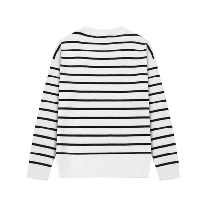 AMI PARIS Cotton and wool striped sweater